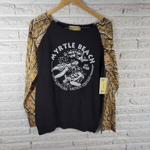 Myrtle Beach SC Nautical Heritage Turtles T-Shirt XL Black Raglan Cotton NOV47E